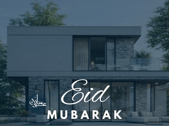 Eid Mubarak from SIA Properties festive real estate poster