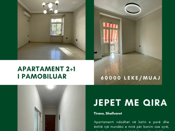 Apartament 2+1 me qira në Shallvaret, Tiranë