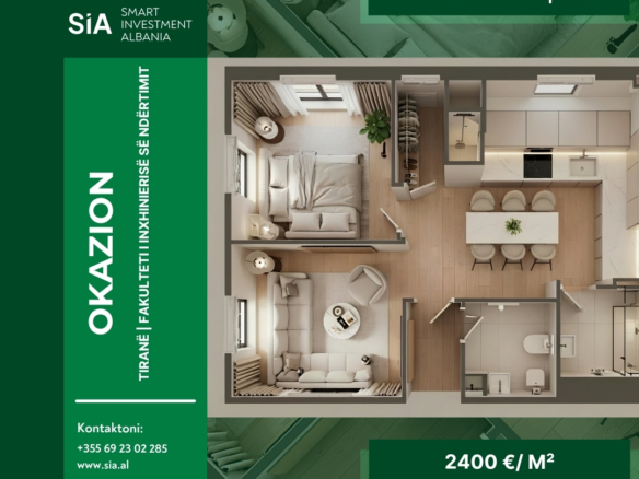 Apartament 1+1 Tirane